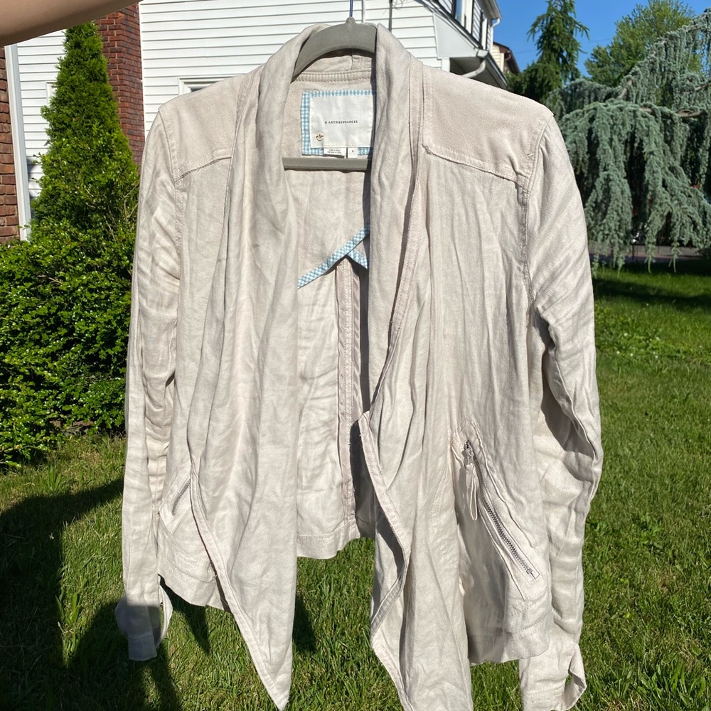 Anthropologie jacket in taupe color size small